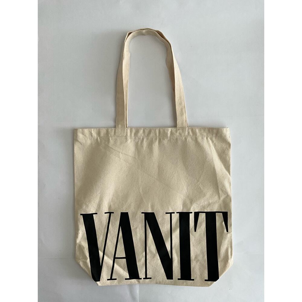 Vanity Fair Fashion White Cream Cotton Canvas Reusable Shopper Purse Tote Bag